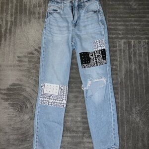 Hollister Light Blue Patchwork Boyfriend Jeans